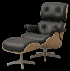 Leather lounge chair and ottoman